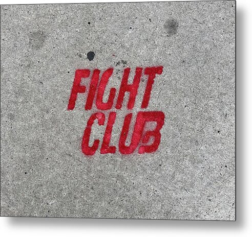 Fight Club Sidewalk Stencil - Metal Print