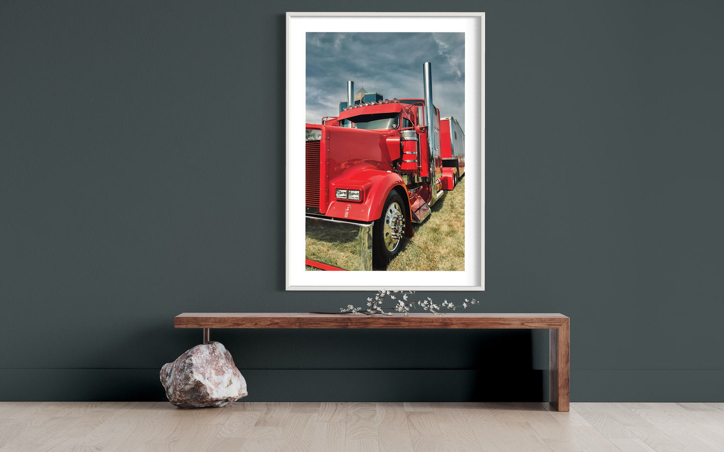Framed Wall Art Room Decor Aesthetic - Red Kenworth Truck Personalized Wall Art for Apartment Decor - Custom Wall Art for Office Wall Decor