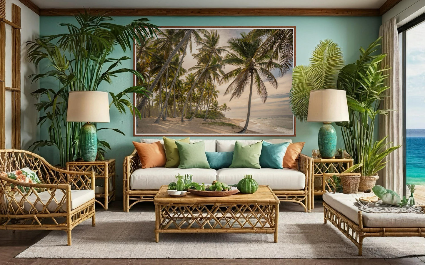 Fine Art Print Coastal Palm Trees Beach - Tropical Sunset, Island Travel Ocean Wall Art Home Wall Decor, Gift for her, Boho Decor Photograph