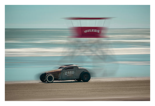 Vintage Hotrod Beach Racing Print - Classic Car Wall Art TROG Decor