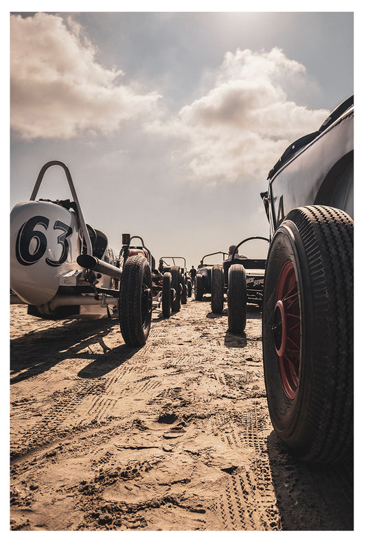 Vintage Racing Cars Beach Art