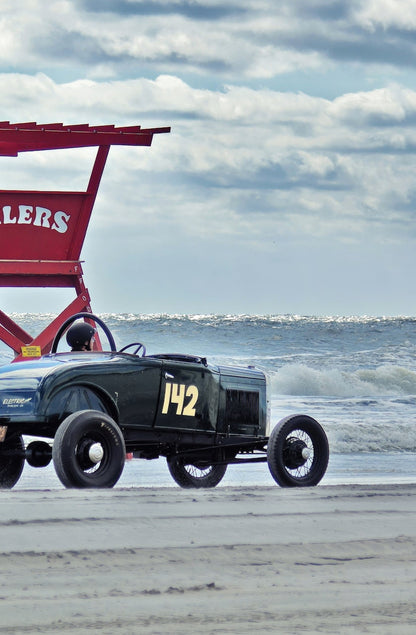 Drag Racer Sunset Art Print: Wildwood Beach Nostalgia  Racing Past & Present Collide at The Race of Gentlemen