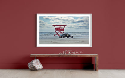 Drag Racer Sunset Art Print: Wildwood Beach Nostalgia  Racing Past & Present Collide at The Race of Gentlemen