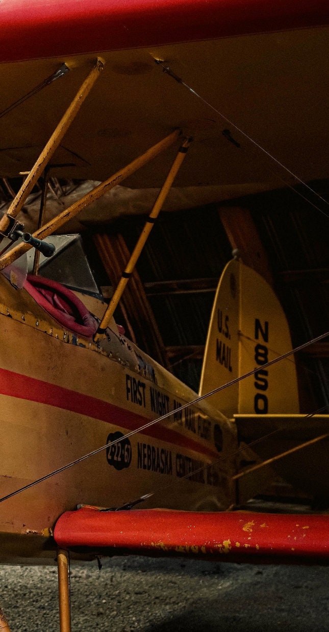 Fine Art Yellow  Airplane Print: Nostalgic Patina, Red Accents & Aviation History - Wall Art Marvel Photo Poster