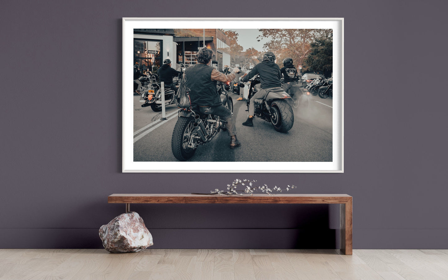 Brooklyn Motorcycle Cruise: Vintage and Modern Roaring Through the Streets - Captivating Fall Winter Wall Art Photo Poster Art Print