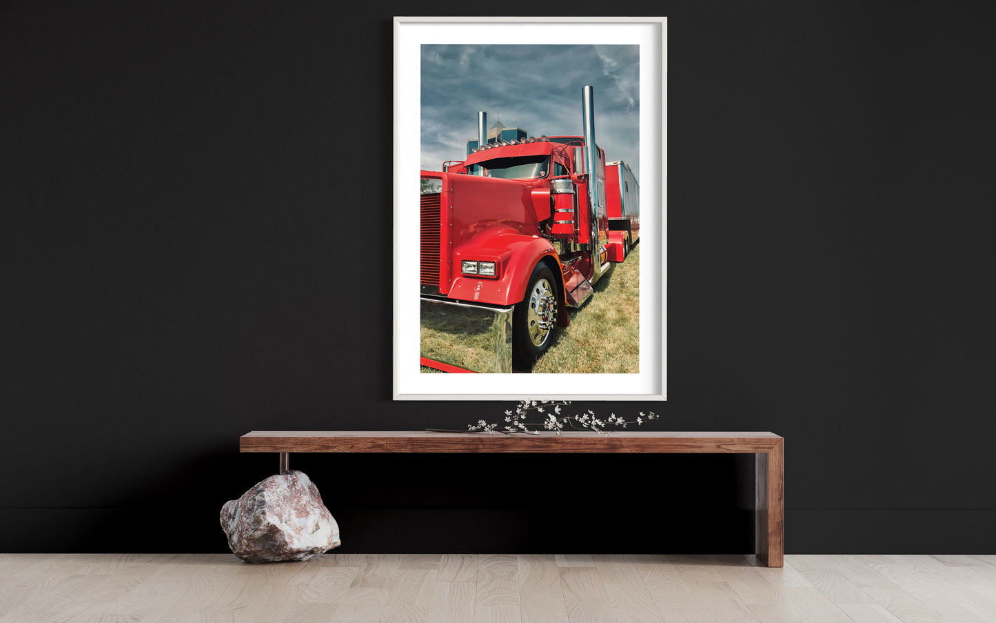 Framed Wall Art Room Decor Aesthetic - Red Kenworth Truck Personalized Wall Art for Apartment Decor - Custom Wall Art for Office Wall Decor
