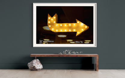 Fine Art Guiding Light: Bright Yellow Arrow Sign - 3D Wall Art Directional Decor Mood Wall Accent Photo Print Poster