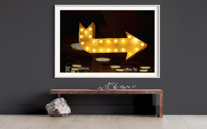 Fine Art Guiding Light: Bright Yellow Arrow Sign - 3D Wall Art Directional Decor Mood Wall Accent Photo Print Poster