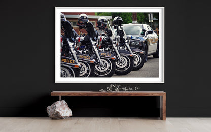 Police Force United: Muscular Precision in Black & Gold - Captivating Wall Art for Law Enforcement Enthusiasts Photo Poster Art Print