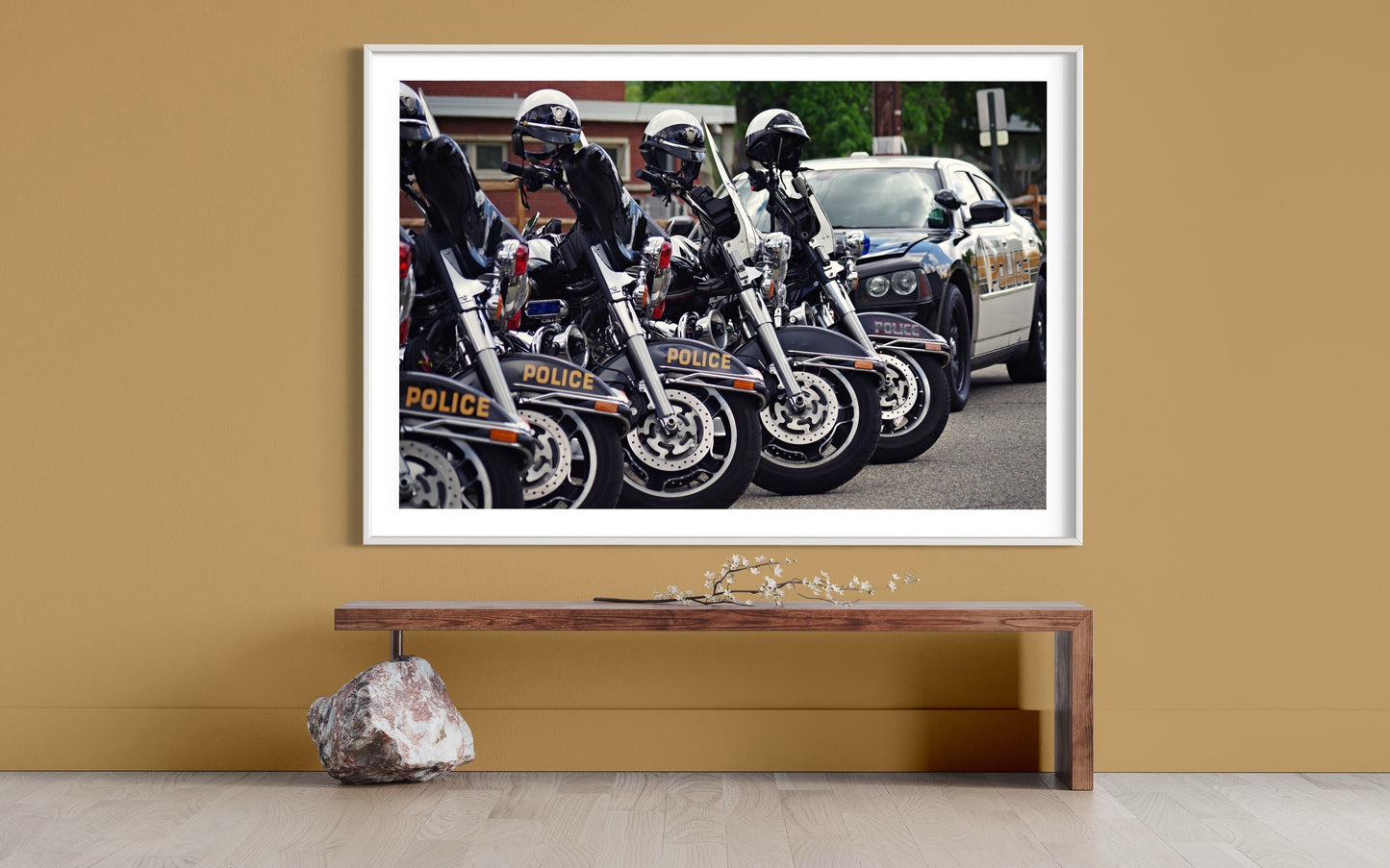 Police Force United: Muscular Precision in Black & Gold - Captivating Wall Art for Law Enforcement Enthusiasts Photo Poster Art Print