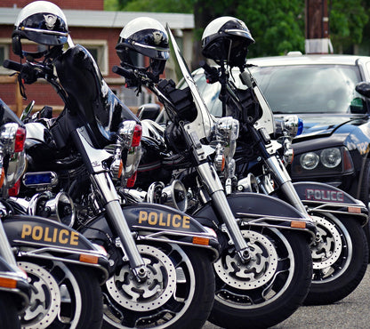 Police Force United: Muscular Precision in Black & Gold - Captivating Wall Art for Law Enforcement Enthusiasts Photo Poster Art Print