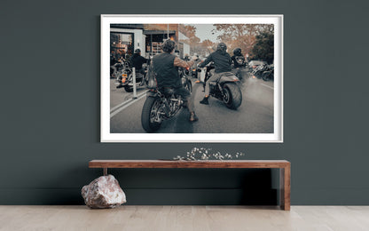 Brooklyn Motorcycle Cruise: Vintage and Modern Roaring Through the Streets - Captivating Fall Winter Wall Art Photo Poster Art Print