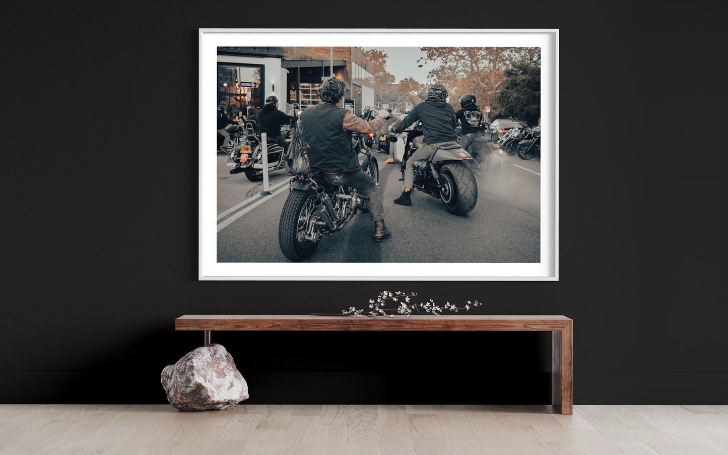Brooklyn Motorcycle Cruise: Vintage and Modern Roaring Through the Streets - Captivating Fall Winter Wall Art Photo Poster Art Print