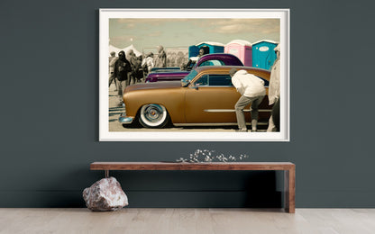 Fine Art 1950 Ford Kustom Coupe Print  Gold Pink Car Photography Print | Hot Rod Wall Art, Classic Car Decor, Beach Auto Show Poster