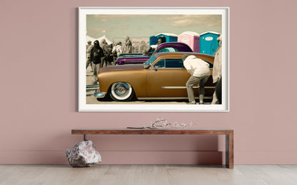 Fine Art 1950 Ford Kustom Coupe Print  Gold Pink Car Photography Print | Hot Rod Wall Art, Classic Car Decor, Beach Auto Show Poster