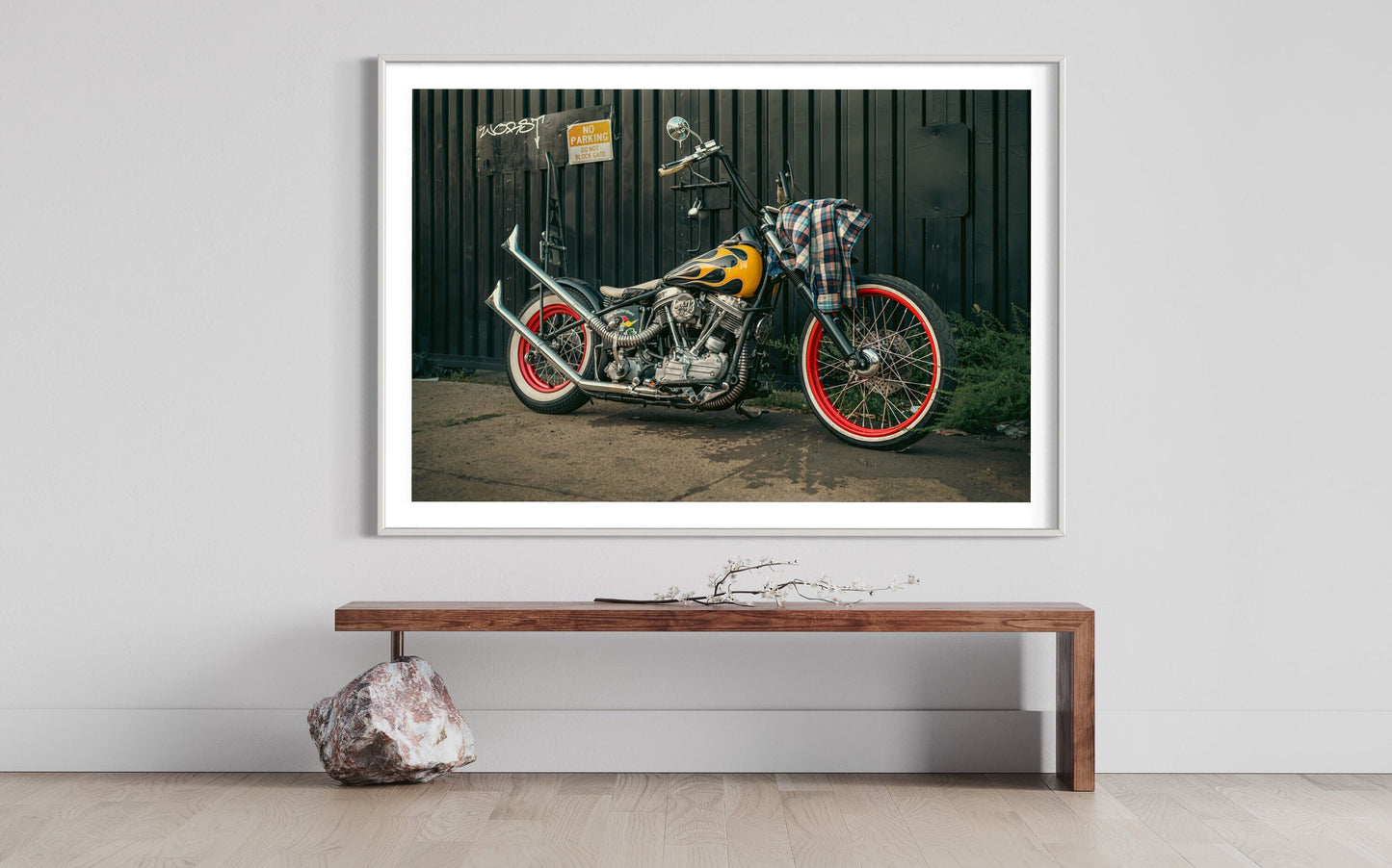 Fine Art Print - Classic Chopper Wall Art  - Motorcycle Photography Print- Vintage Biker Flame Indian Larry Modern Art Deco Poster Photo