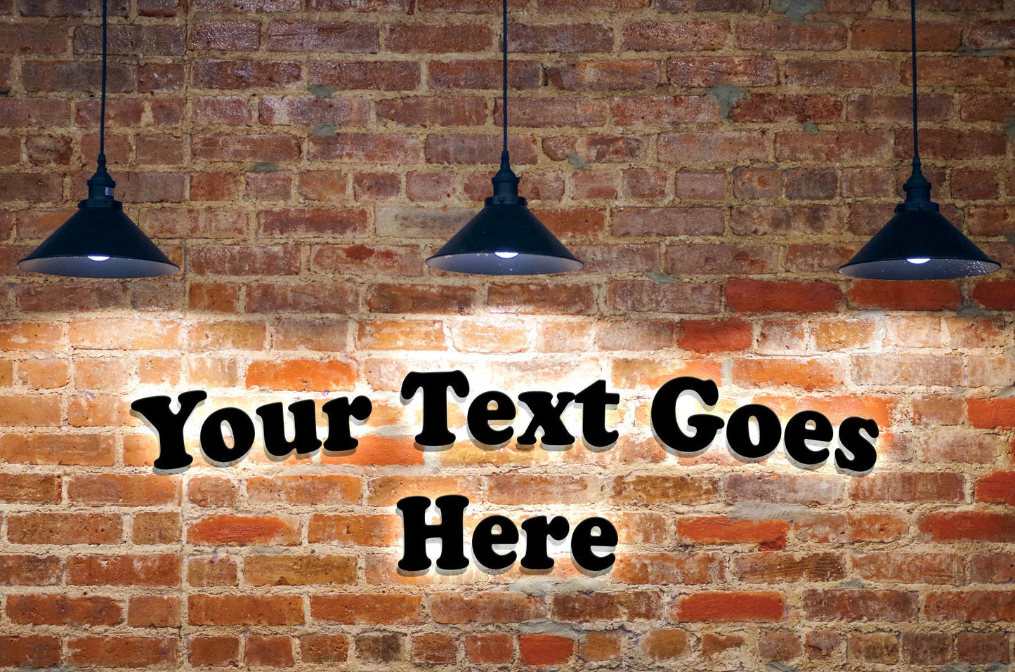 Personalized Wall Art Work for Room Decor - Unique Brick Wall Art with Three Hanging Lamps - Accent Photo Poster Art Print Wall Decor