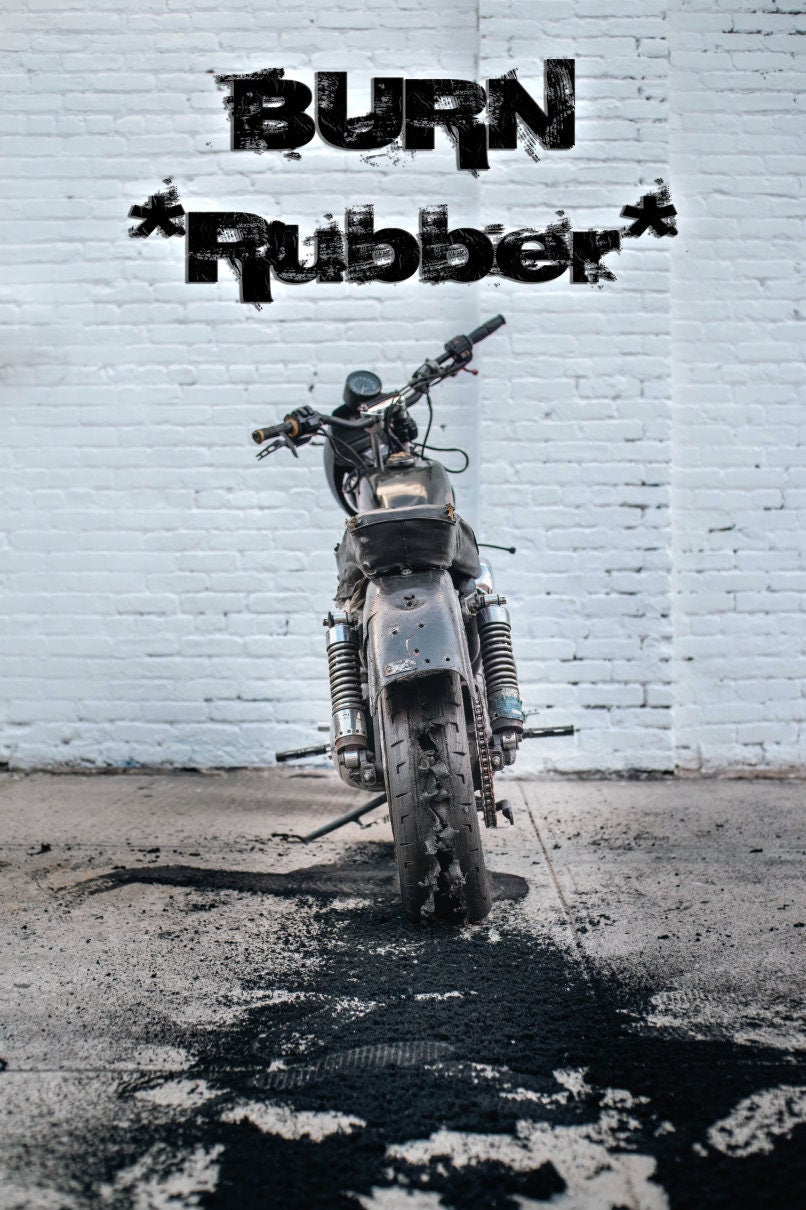 Fine Art Print - Motorcycle Tire Burnout, Personalized, White Brick Wall Art, Gift Idea - Customizable, Housewarming Gift, biker Decor