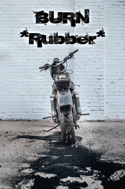 Fine Art Print - Motorcycle Tire Burnout, Personalized, White Brick Wall Art, Gift Idea - Customizable, Housewarming Gift, biker Decor
