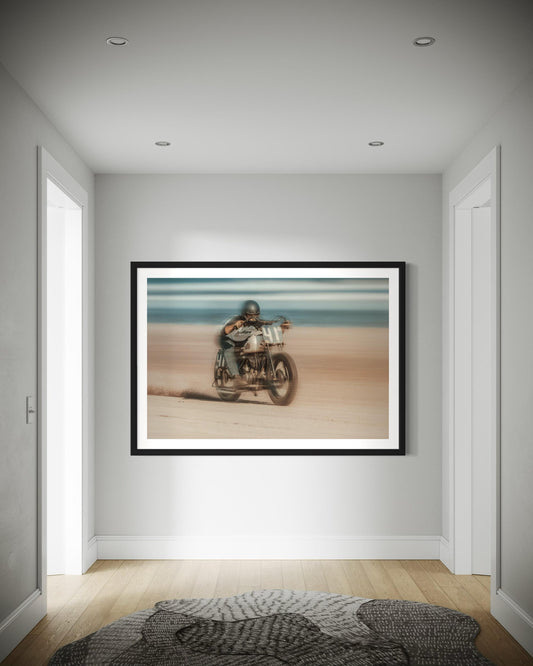 Fine Art print - Indian Motorcycle beach racing photo, TROG wall art, vintage moto decor, man cave, garage, office, housewarming gift,