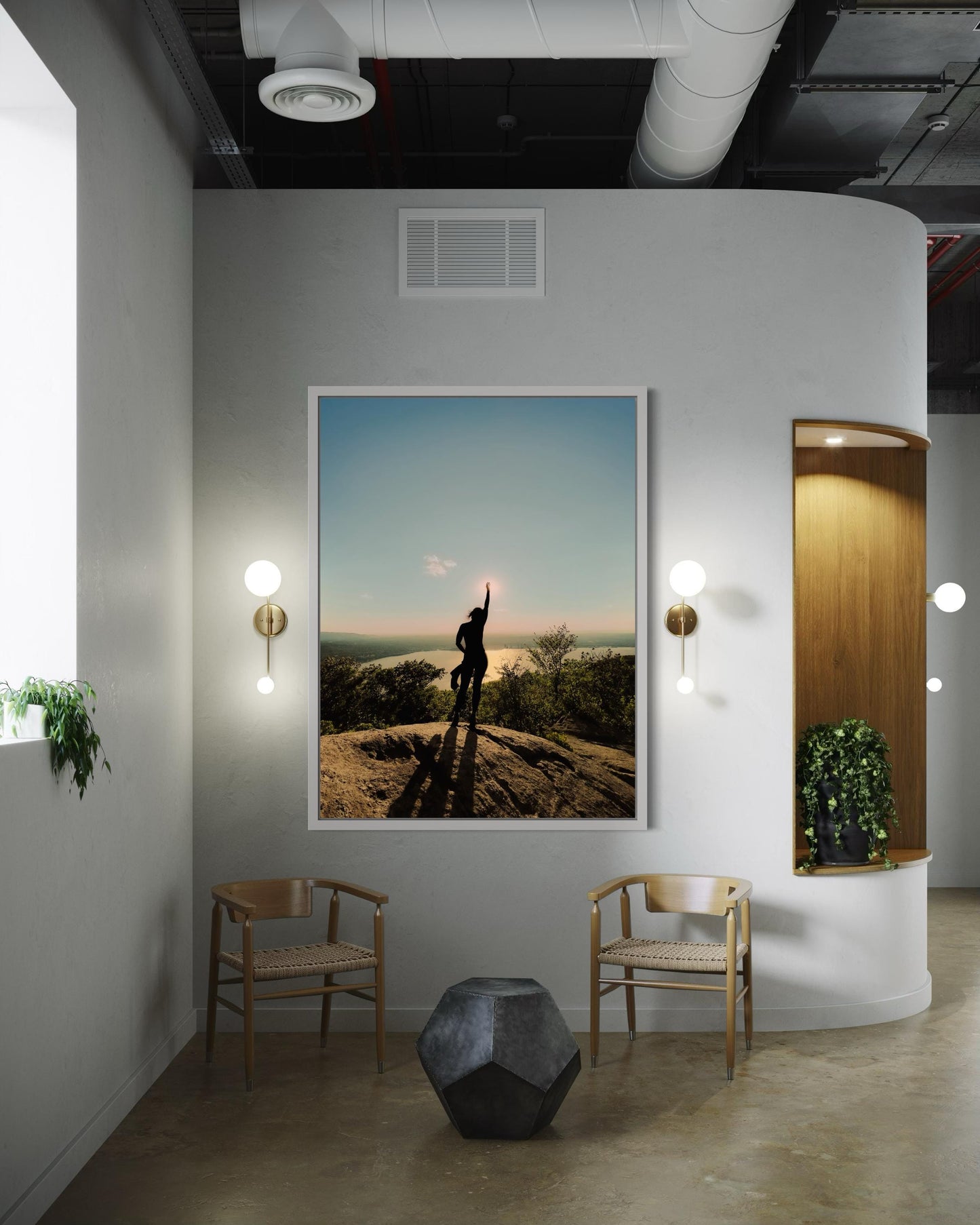 Sunset Hiking Silhouette Adventure Print - Reaching for the Sky on Mountain Top - Photography Print Modern Wall Art - Hudson New York