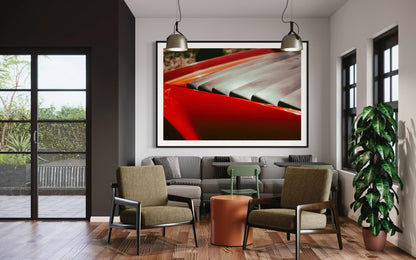 Fine Art print - Classic Red Ferrari Supercar Louvers Wall Art  - Automotive abstract giclee print for modern decor, car guy gift, collector