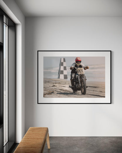 Fine Art Print - Vintage TROG Beach Motorcycle Racer - Authentic Vintage Drag Racing Wall Art Print Poster
