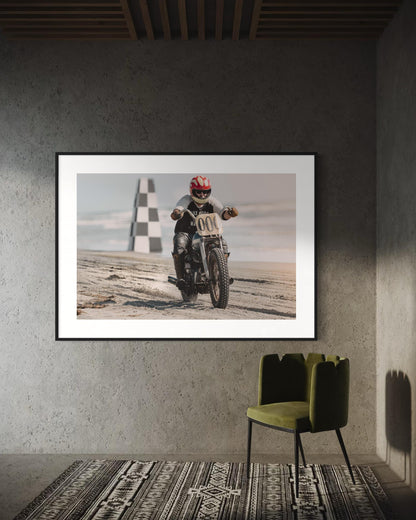 Fine Art Print - Vintage TROG Beach Motorcycle Racer - Authentic Vintage Drag Racing Wall Art Print Poster