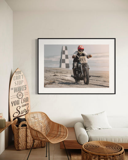 Fine Art Print - Vintage TROG Beach Motorcycle Racer - Authentic Vintage Drag Racing Wall Art Print Poster