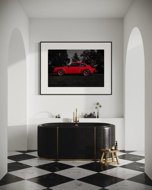 Fine Art Print -  Porsche 911 Wall Art, Vintage BMX Bicycle, Automotive Decor for Car Enthusiasts, Classic Sports Car, Office, gift for him