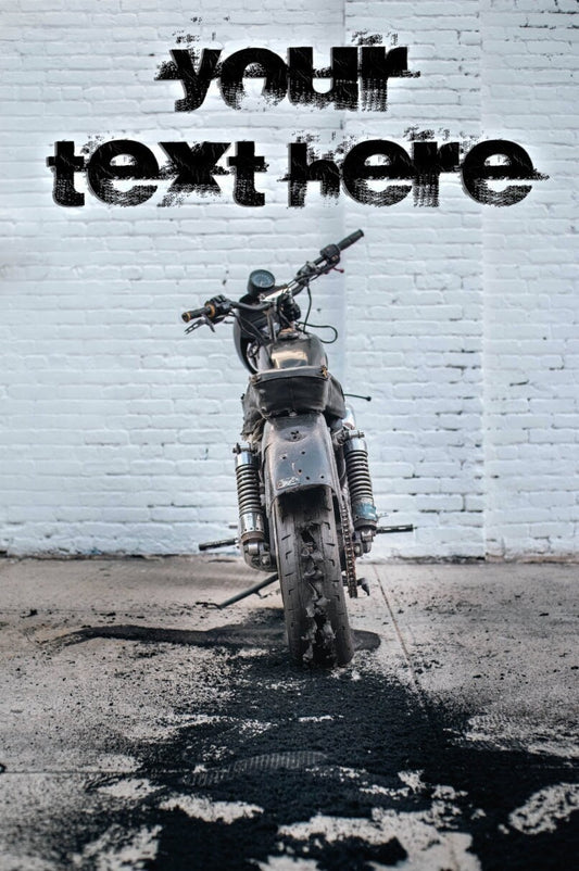Fine Art Print - Motorcycle Tire Burnout, Personalized, White Brick Wall Art, Gift Idea - Customizable, Housewarming Gift, biker Decor