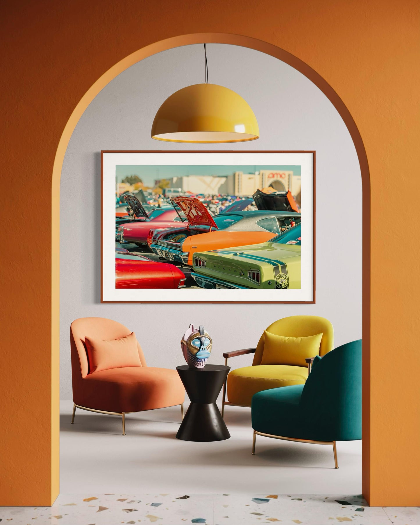 Classic American Muscle Cars Wall Art  Vibrant Retro Muscle Car Print  Nostalgic Pop Color Decor Automotive Fine Art  Pin-up Poster