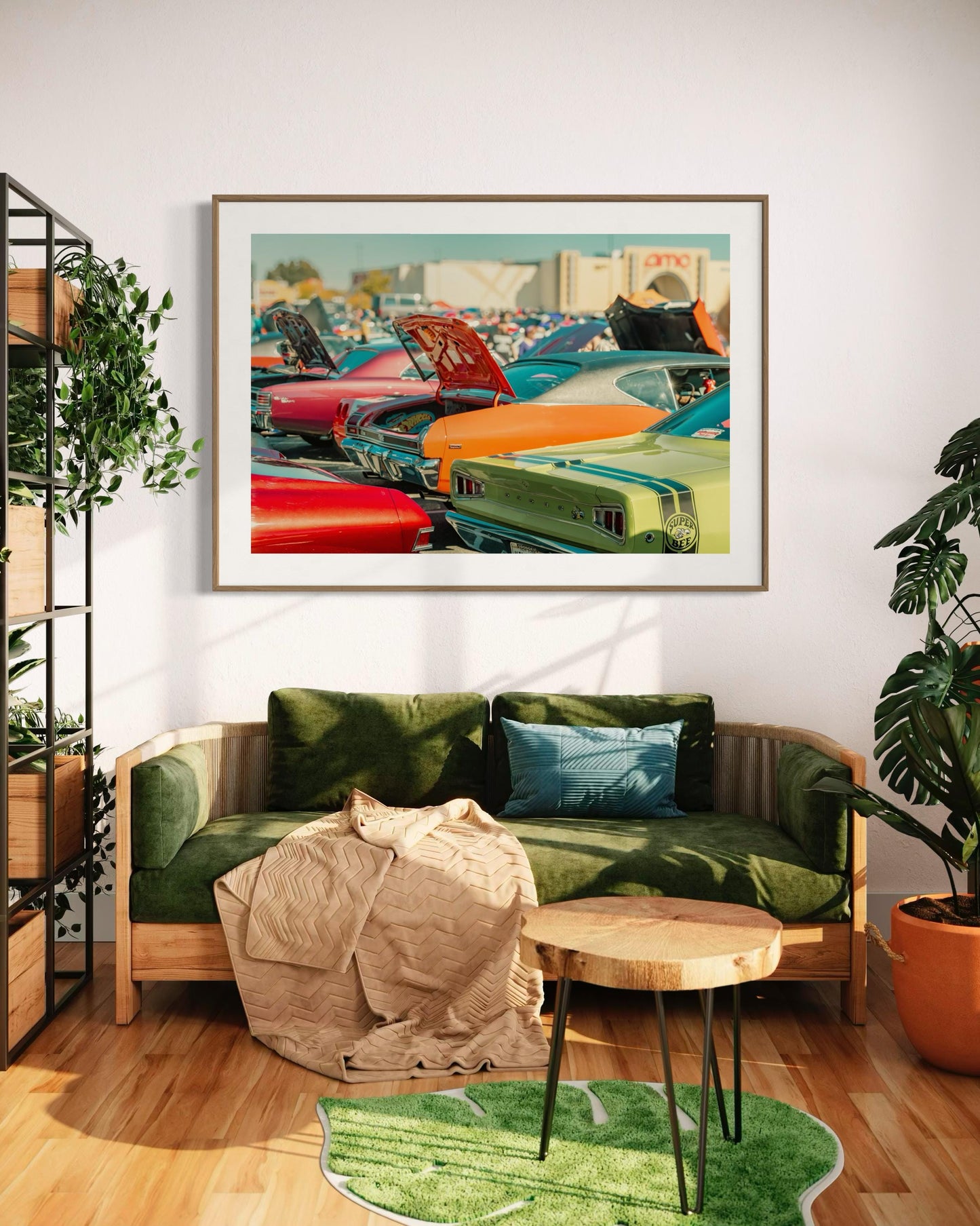 Classic American Muscle Cars Wall Art  Vibrant Retro Muscle Car Print  Nostalgic Pop Color Decor Automotive Fine Art  Pin-up Poster
