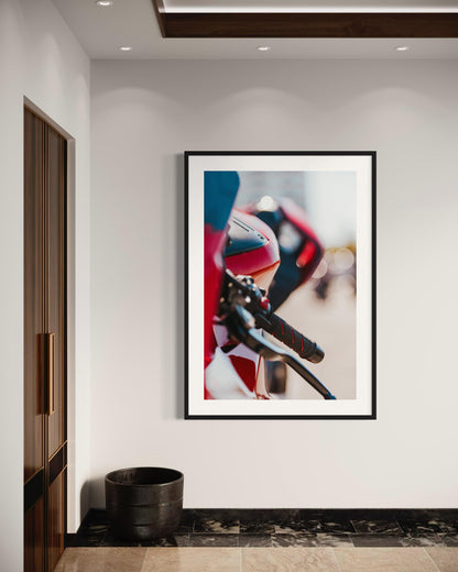 Fine Art print- Red Ducati Panigale Motorcycle Wall Art, Modern Garage Decor, office, workshop, man cave biker art, housewarming gift for