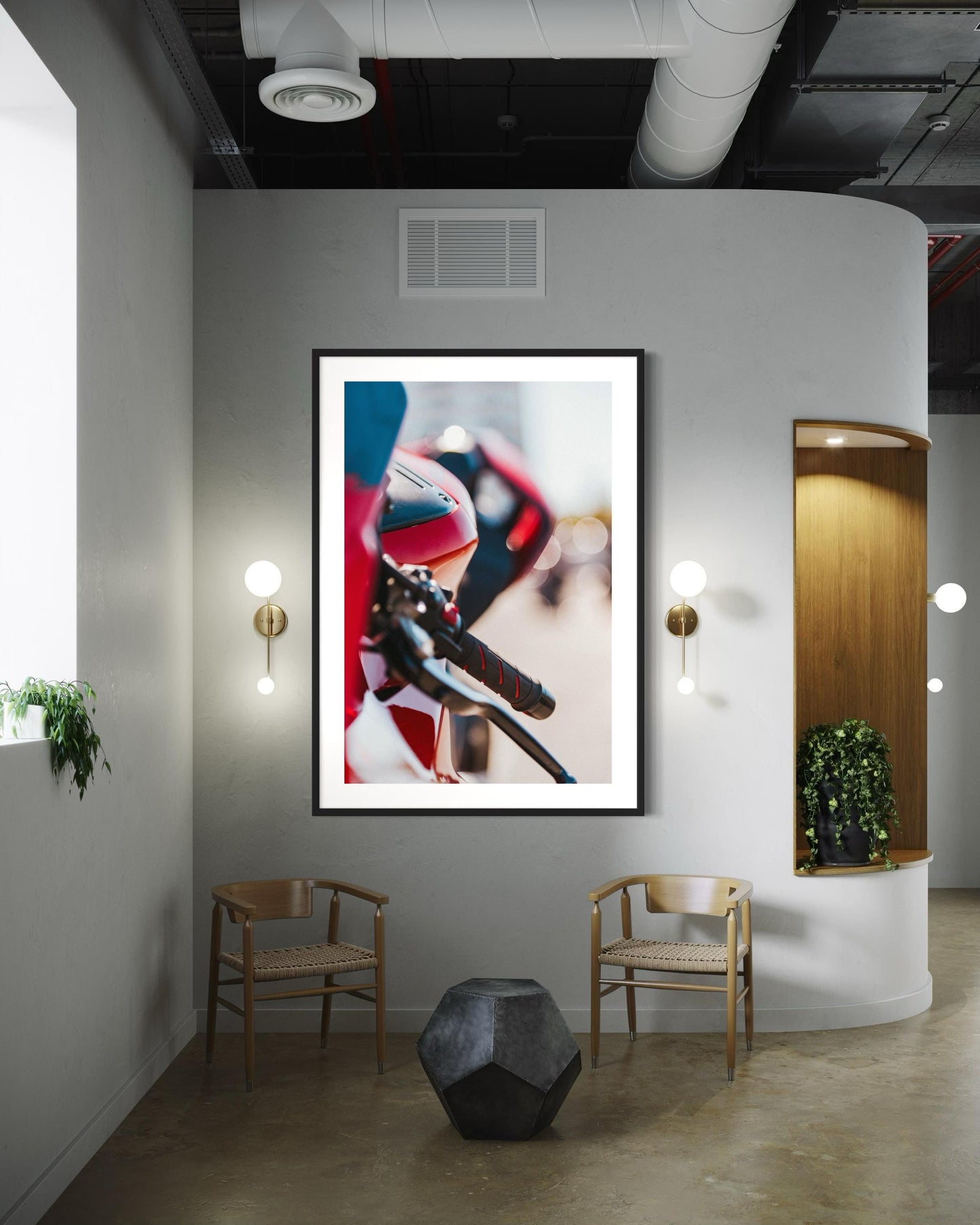 Fine Art print- Red Ducati Panigale Motorcycle Wall Art, Modern Garage Decor, office, workshop, man cave biker art, housewarming gift for