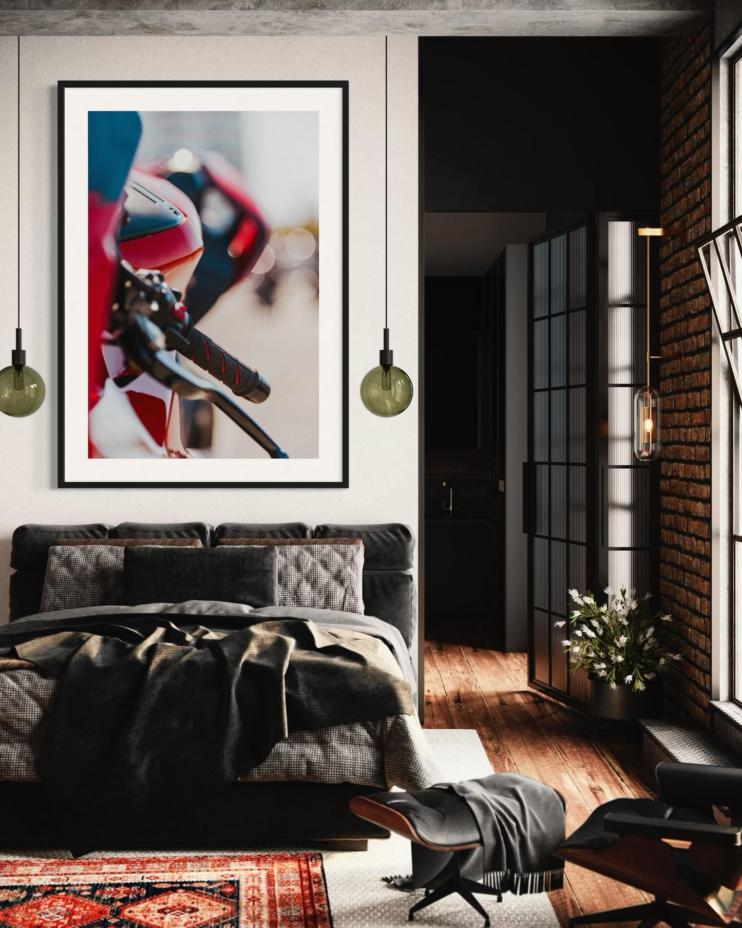 Fine Art print- Red Ducati Panigale Motorcycle Wall Art, Modern Garage Decor, office, workshop, man cave biker art, housewarming gift for