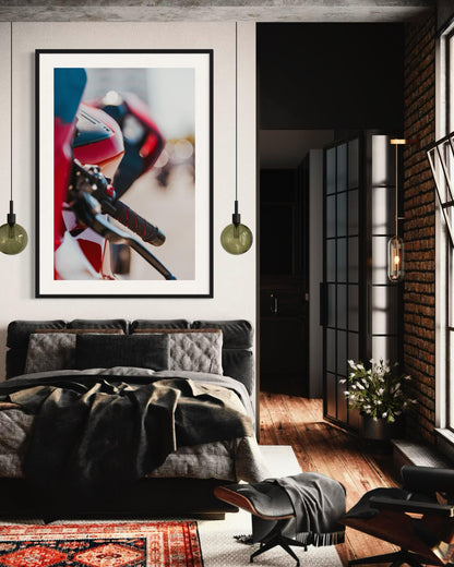 Fine Art print- Red Ducati Panigale Motorcycle Wall Art, Modern Garage Decor, office, workshop, man cave biker art, housewarming gift for