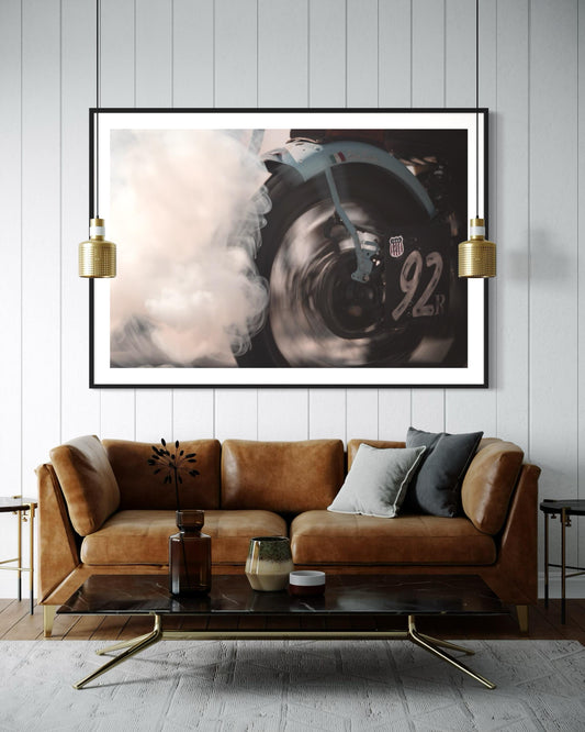 Fine art Print - Vintage Motorcycle Burnout Wall Art  Motorcycle Smoke Decor, Biker Decor, gift for him, garage, office, man cave, bedroom
