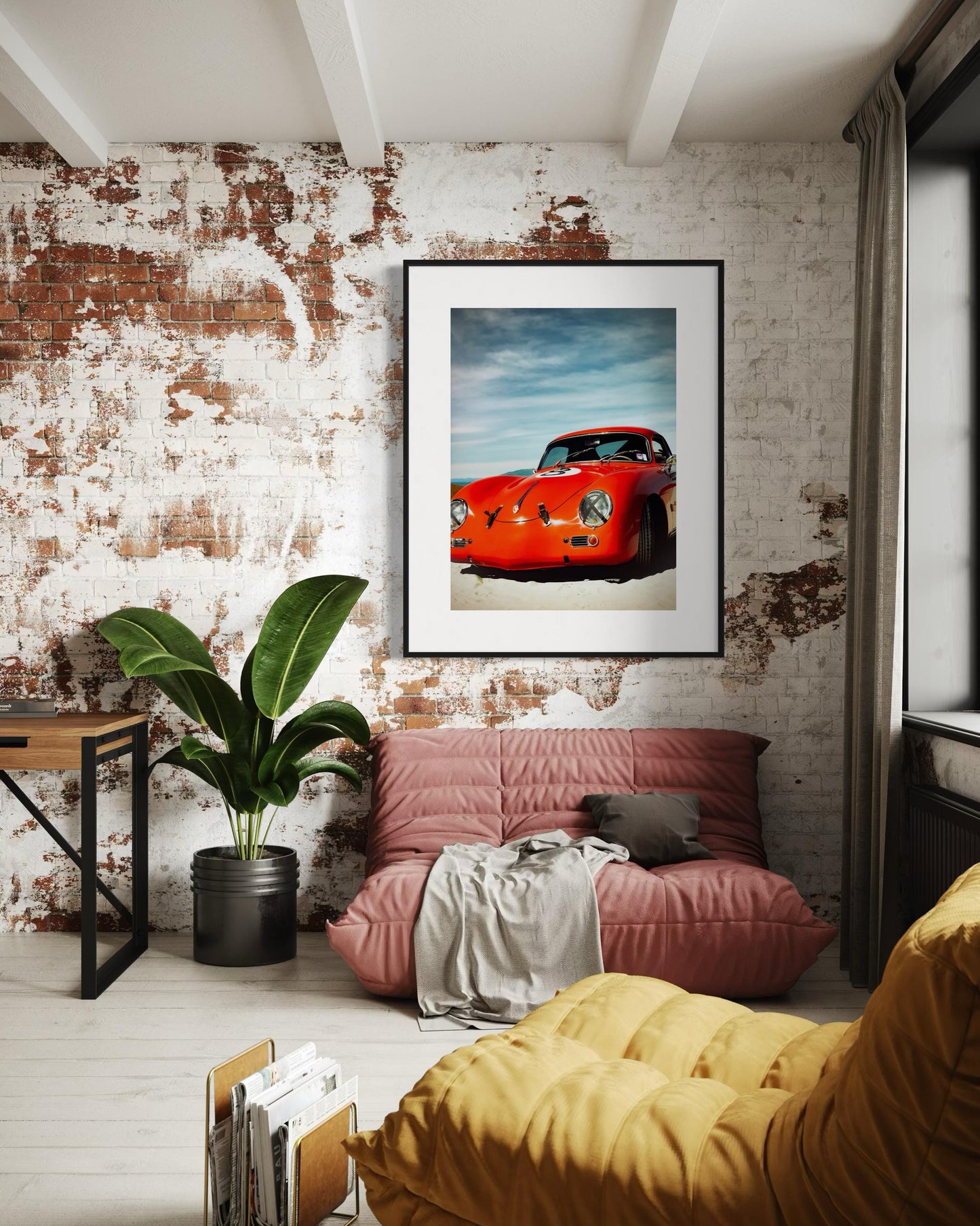 Vinatge Wall Art Car Print for Apartment Decor - Classic Porsche 356B Carrera GT Dimensional Wall Art - Custom Wall Art for Wall Decor