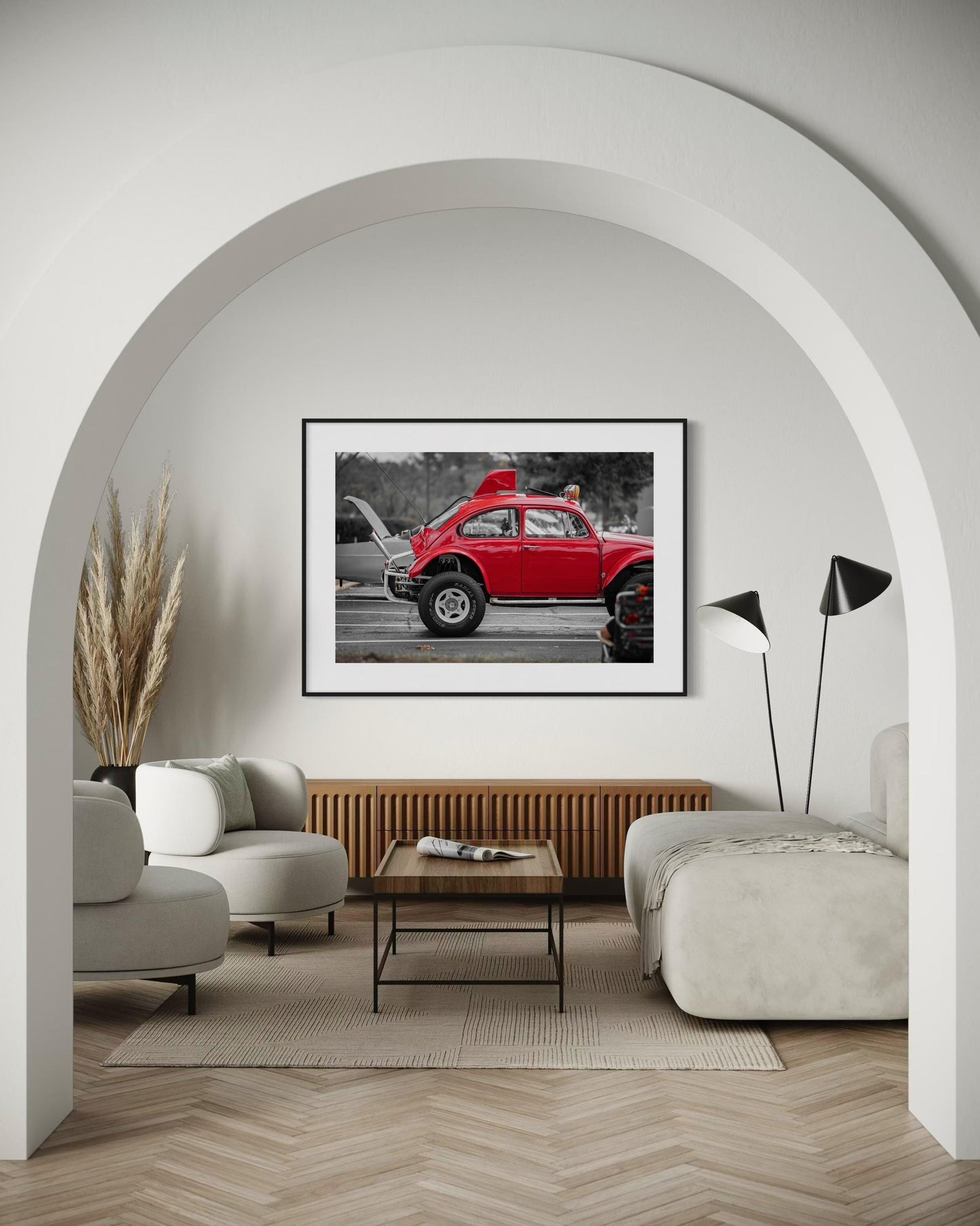 Fine Art Red VW Baja Beetle Wall Art - Vintage Off-Road Volkswagen Bug Print - Classic Car Photography for Auto Enthusiasts