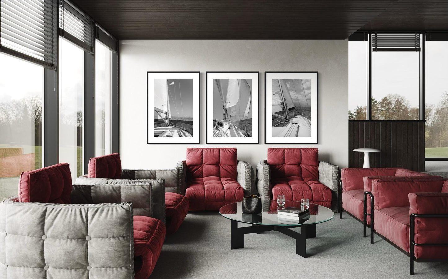 Black and White Wall Art Set of 3 - Sailing Art