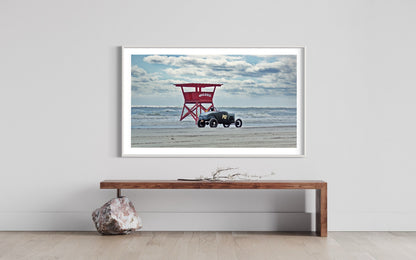 Drag Racer Sunset Art Print: Wildwood Beach Nostalgia  Racing Past & Present Collide at The Race of Gentlemen