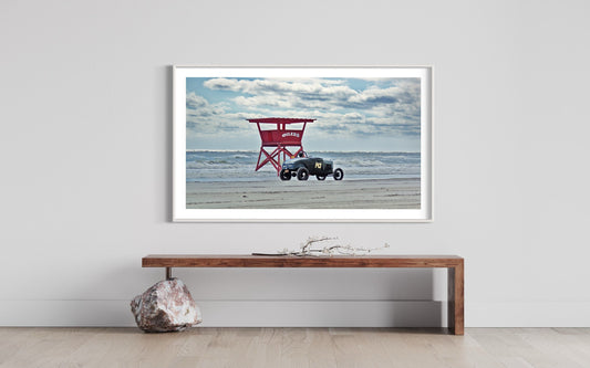 Drag Racer Sunset Art Print: Wildwood Beach Nostalgia  Racing Past & Present Collide at The Race of Gentlemen