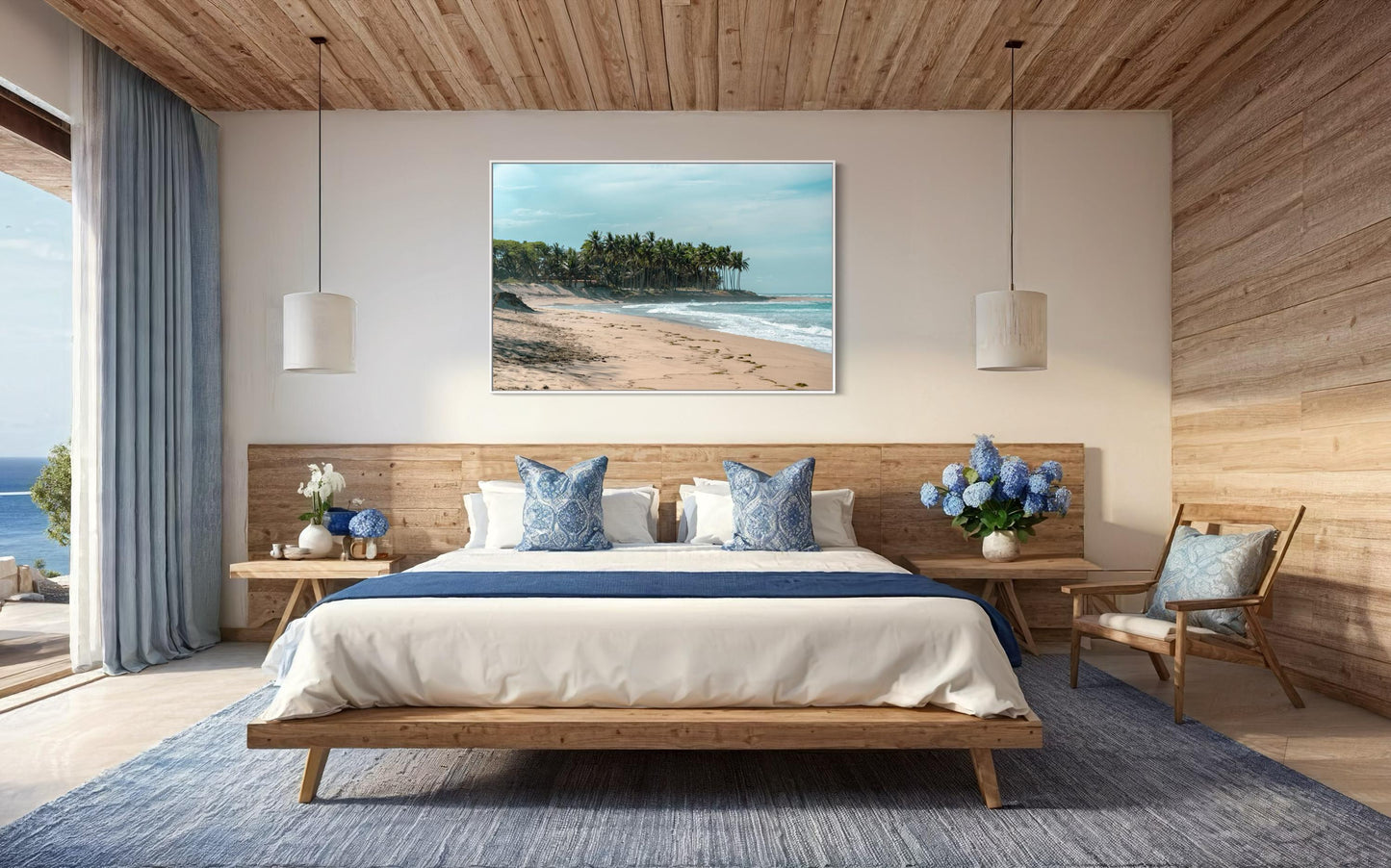 Fine Art Palm Trees Beach Print - Coastal Travel Ocean Framed Photography Costa Rica Tropical Home Wall Decor, Coastal Decor