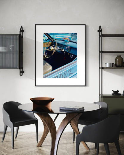 Classic Saab Interior Art Print: Vintage Dashboard & Steering Wheel Blue Patina  Racing Upgrades for True Saab Enthusiasts