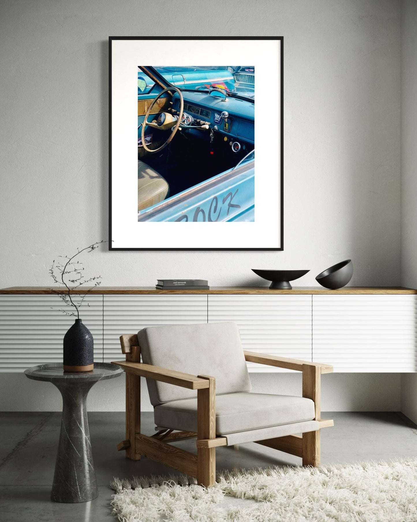 Classic Saab Interior Art Print: Vintage Dashboard & Steering Wheel Blue Patina  Racing Upgrades for True Saab Enthusiasts