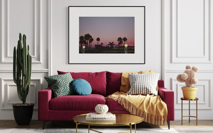 Fine Art Print - California Palm Trees Sunset Wall Art, Tropical Silhouette Print, Pink and Purple Sky Decor, Coronado, Coastal Decor
