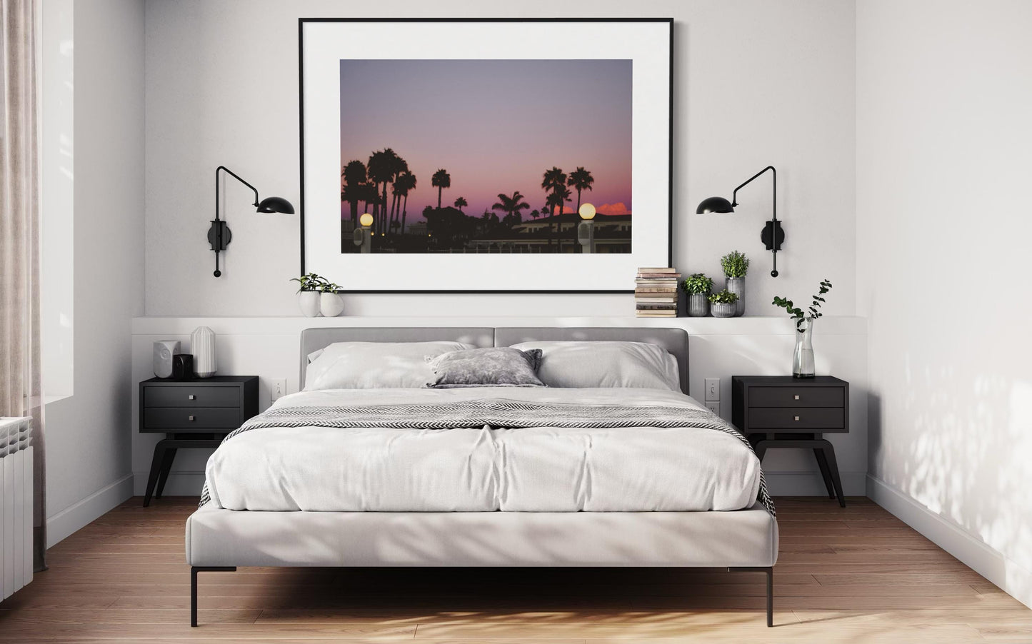 Fine Art Print - California Palm Trees Sunset Wall Art, Tropical Silhouette Print, Pink and Purple Sky Decor, Coronado, Coastal Decor
