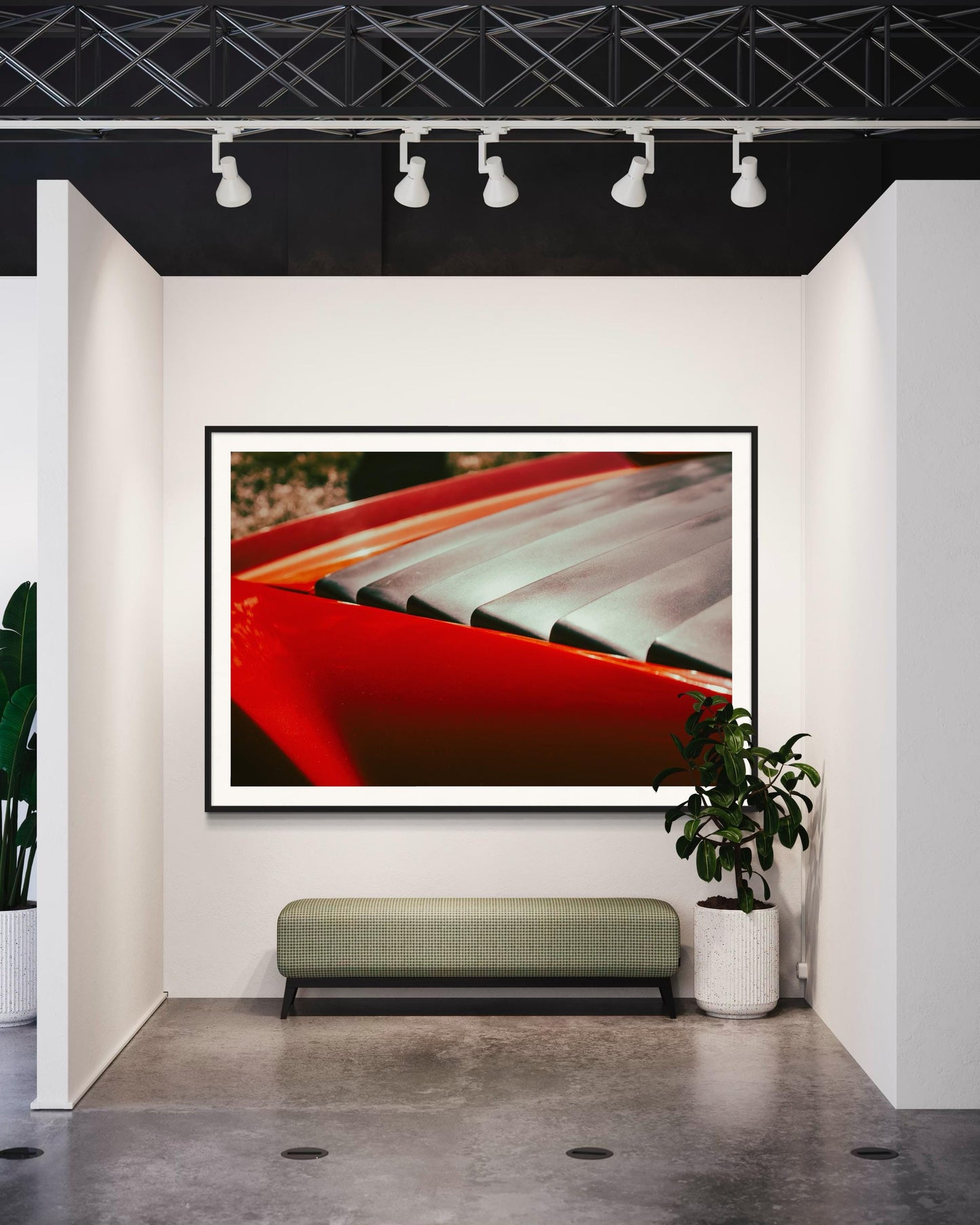 Fine Art print - Classic Red Ferrari Supercar Louvers Wall Art  - Automotive abstract giclee print for modern decor, car guy gift, collector