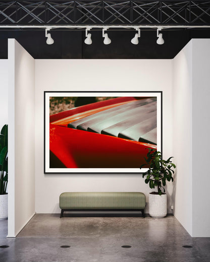 Fine Art print - Classic Red Ferrari Supercar Louvers Wall Art  - Automotive abstract giclee print for modern decor, car guy gift, collector